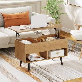 Konferenčný stolík s výklopnou doskou RD98644, 80 x 40 x 44,5-58 cm, prírodný - B