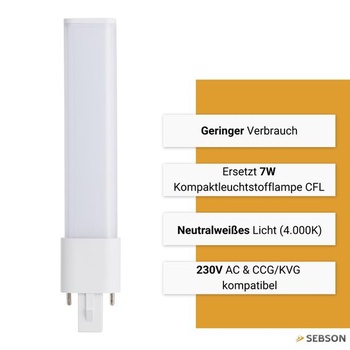 LED žárovka SEBSON G23 4W – nahrazuje kompaktní zářivku CFL 7–9W 166 mm 1