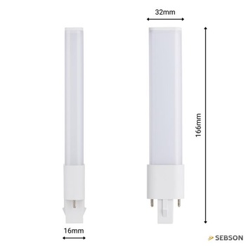 LED žárovka SEBSON G23 4W – nahrazuje kompaktní zářivku CFL 7–9W 166 mm 1