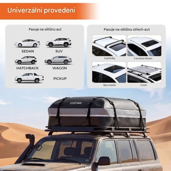 Strešný box na auto s protišmykovou podložkou AT6296GR-L, 600 l, 45 x 101 x 131 cm, sivý - B