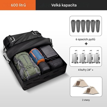 Strešný box na auto s protišmykovou podložkou AT6296GR-L, 600 l, 45 x 101 x 131 cm, sivý - B