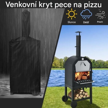 Pec na pizzu NP11627, na drevo, s 2 kolieskami, 59 x 46 x 162 cm, čierna - B