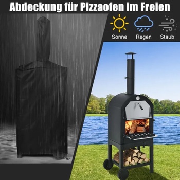 Pec na pizzu NP11627, na drevo, s 2 kolieskami, 59 x 46 x 162 cm, čierna - B