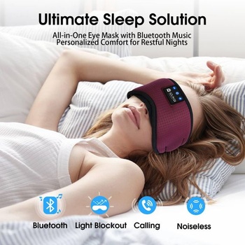 Bluetooth maska na spaní LOVE EYE pro spaní na boku, ultra plochá prodyšná sluchátka, červená