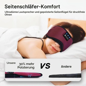 Bluetooth maska ​​na spanie LOVE EYE na spanie na boku, ultra ploché priedušné slúchadlá, červená
