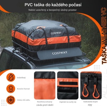 Strešný nosič s vodotesnou taškou AT6279, 425 l, 130 x 91 x 17 cm, čierno/oranžový - B
