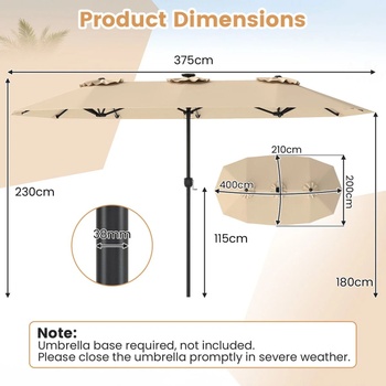 Dvojitý záhradný slnečník s LED osvetlením NP13305BE, 400 x 210 cm, béžový - B