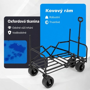 Skladací plážový vozík 2 v 1 s lavicou NP12927BL, 96 x 59 cm, modrý - B