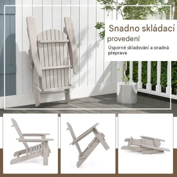 Skladacie záhradné kreslá Adirondack NP11799HS-2, nosnosť 180 kg, súprava 2 kusov, sivá - B