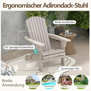 Skladacie záhradné kreslá Adirondack NP11799HS-2, nosnosť 180 kg, súprava 2 kusov, sivá - B