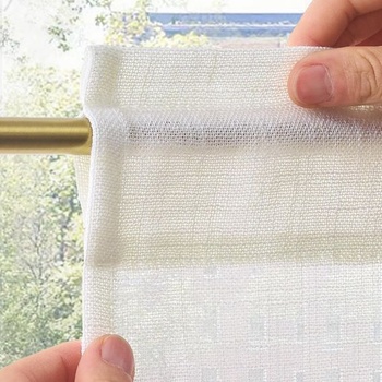 TOPICK Záclony pro kavárny, bistro záclona s lněným vzhledem, 1 kus, V40xŠ150 cm, krémově bílá,