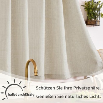 TOPICK Nepriehľadná záclona do kaviarne, kuchynská/bistro záclona, ​​V 40 x Š 140 cm, 1 kus, béžová,