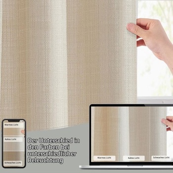 TOPICK Nepriehľadná záclona do kaviarne, kuchynská/bistro záclona, ​​V 40 x Š 140 cm, 1 kus, béžová,