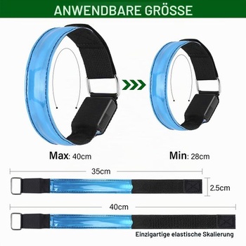 Molbory LED náramok USB, balenie 4 kusov LED reflexný svietiaci náramok bežecký náramok svetelný opasok