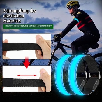 Molbory LED náramek USB, balení 4 kusů LED reflexní svítící náramek běžecký náramek světelný pásek