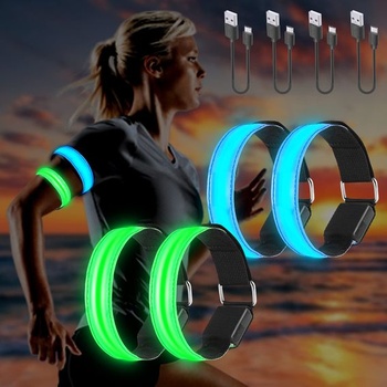 Molbory LED náramek USB, balení 4 kusů LED reflexní svítící…