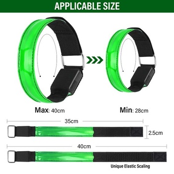 Molbory LED náramek USB, balení 4 kusů LED reflexní svítící náramek na běhání, světelný pásek pro