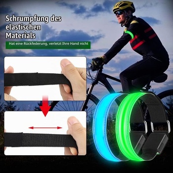 Molbory LED náramek USB, balení 4 kusů LED reflexní svítící náramek na běhání, světelný pásek pro
