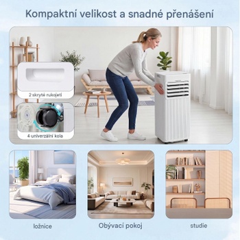 Mobilná klimatizácia FP11193DE-WH, 9000 BTU, do 42 m², biela - B