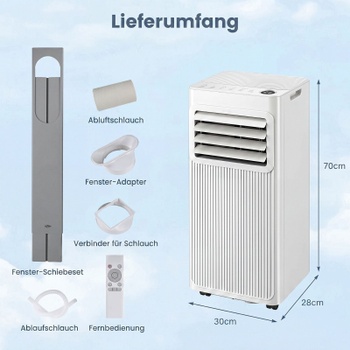 Mobilná klimatizácia FP11193DE-WH, 9000 BTU, do 42 m², biela - B