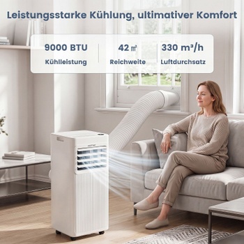 Mobilná klimatizácia FP11193DE-WH, 9000 BTU, do 42 m², biela - B