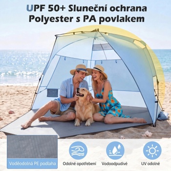 Plážový stan pre 3-4 osoby NP12652, 278 x 140 x 142 cm, modro/sivý - B