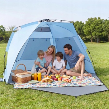 Plážový stan pre 3-4 osoby NP12652, 278 x 140 x 142 cm, modro/sivý - B