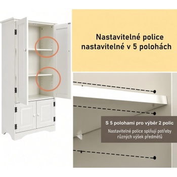 Vysoká úložná skriňa s 2 nastaviteľnými policami LA90061ALDER2, 59 x 32 x 123 cm, biela - B