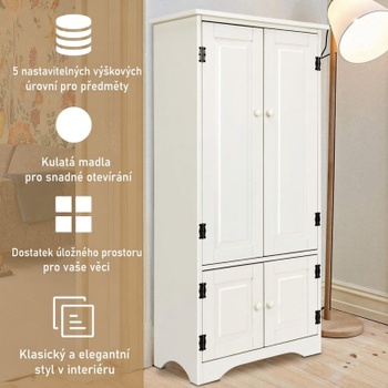 Vysoká úložná skriňa s 2 nastaviteľnými policami LA90061ALDER2, 59 x 32 x 123 cm, biela - B