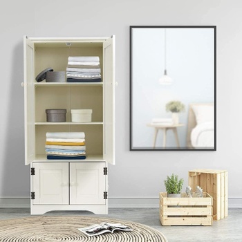 Vysoká úložná skriňa s 2 nastaviteľnými policami LA90061ALDER2, 59 x 32 x 123 cm, biela - B