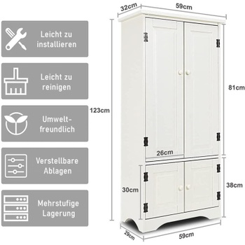 Vysoká úložná skriňa s 2 nastaviteľnými policami LA90061ALDER2, 59 x 32 x 123 cm, biela - B