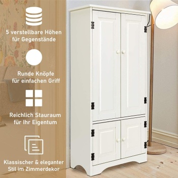 Vysoká úložná skriňa s 2 nastaviteľnými policami LA90061ALDER2, 59 x 32 x 123 cm, biela - B