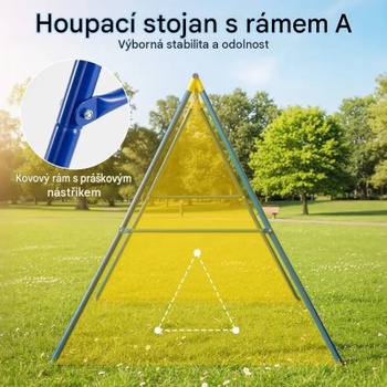 Kovový stojan na hojdačku NP12964-1YE, 249 x 185 x 181,5 cm, modro/žltý - B