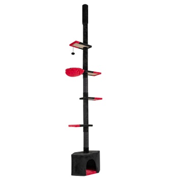 Škrabadlo pre mačky PV10462, 245-300 cm, 5 poschodí, čierno/červené - B
