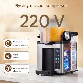 Výrobník ľadovej triešte ES10739DE-BK, 1,5 l, s kompresorom, LED dotykovým ovládaním a 4 funkciami, čer