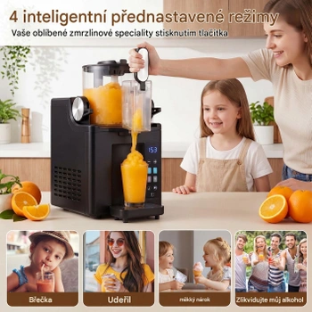 Výrobník ľadovej triešte ES10739DE-BK, 1,5 l, s kompresorom, LED dotykovým ovládaním a 4 funkciami, čer