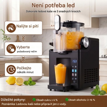 Výrobník ľadovej triešte ES10739DE-BK, 1,5 l, s kompresorom, LED dotykovým ovládaním a 4 funkciami, čer