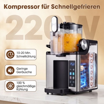 Výrobník ľadovej triešte ES10739DE-BK, 1,5 l, s kompresorom, LED dotykovým ovládaním a 4 funkciami, čer