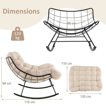 Hojdacie kreslo Egg Papasan NP11567, 110 x 95 x 94 cm, béžová - B
