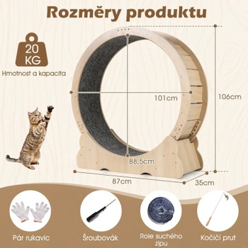 Mačacie bežecké koleso PV10291NA, 101 x 35 x 106 cm, prírodné - B