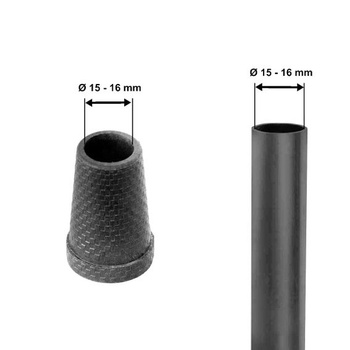 Gumové špičky na vychádzkové palice KMINA 16 mm, protišmykové kapsule, čierne, 4 kusy