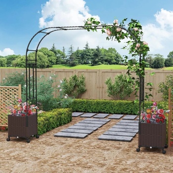 Záhradný ozdobný kovový oblúk GT4354, 202 cm, hnedý - B