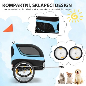 Príves na bicykel pre psa PW10028BL, nosnosť až 40 kg, 135 x 60,5 x 95 cm, modrá - B