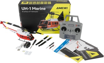 RC vrtuľník UH-1 Marine, 6 kanálov, gyroskop 6G/3D, RTF, bielo/červený - B
