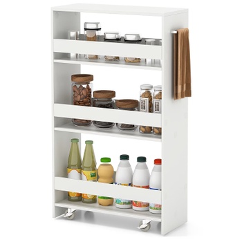 Kuchyňský vozík na kolečkách JV11646WH, 4 patra, s držadlem, bílý - B