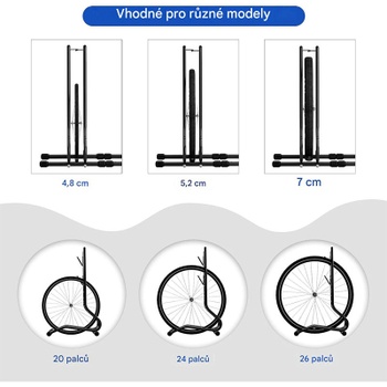2x stojan na kolo DT2, šířka pneumatiky až 70 mm, černý - A