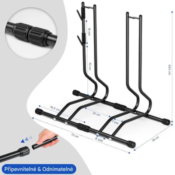2x stojan na kolo DT2, šířka pneumatiky až 70 mm, černý - A