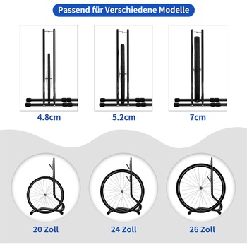 2x stojan na kolo DT2, šířka pneumatiky až 70 mm, černý - A