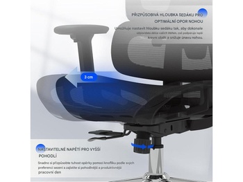 Ergonomická kancelárska stolička ErgoX C7B-Lite-V2 s výškovo nastaviteľným sedákom, čierna - B