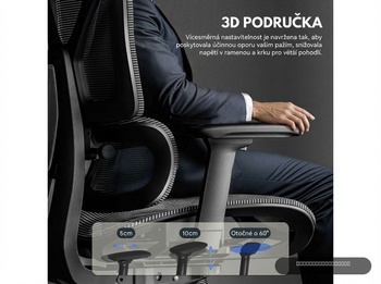 Ergonomická kancelárska stolička ErgoX C7B-Lite-V2 s výškovo nastaviteľným sedákom, čierna - B